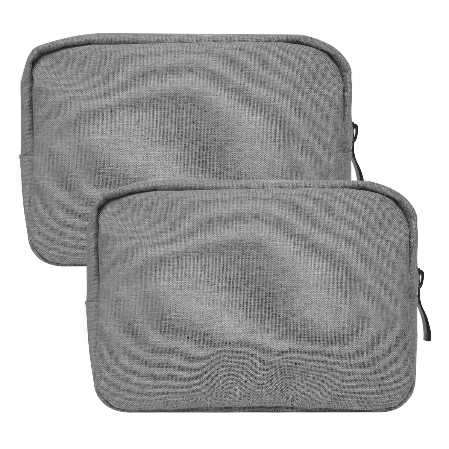 HSYAMY Small Cosmetic Bag for Women, 2 Pack Travel Makeup Bag, Portable Zipper Nylon Storage Pouch Mini Organizer Toiletry Bag for Girl, Grey