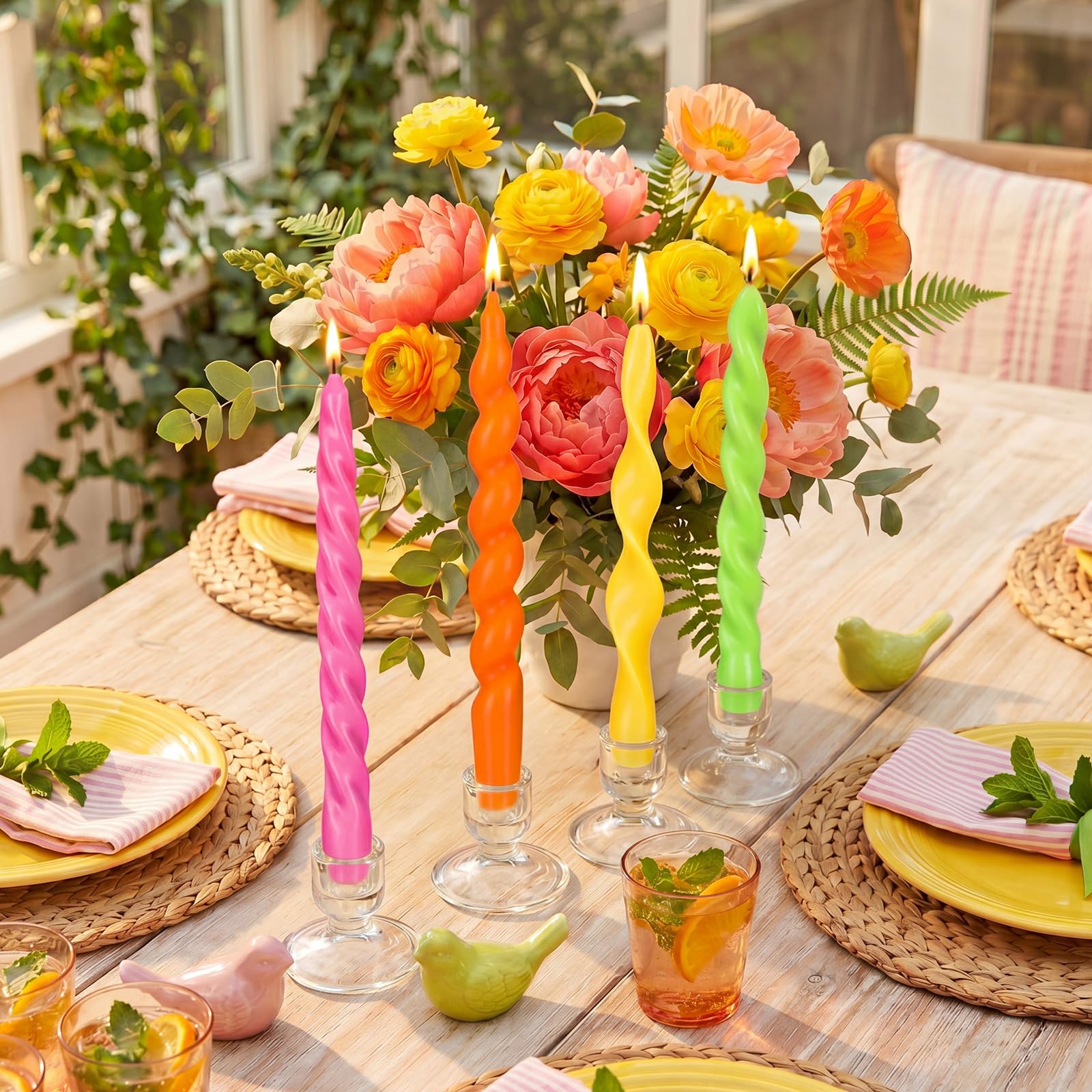 Photo 1 of Nuanchu 4 Pcs Twisted Taper Candles, 7.87 Inch, Pure, Neon
