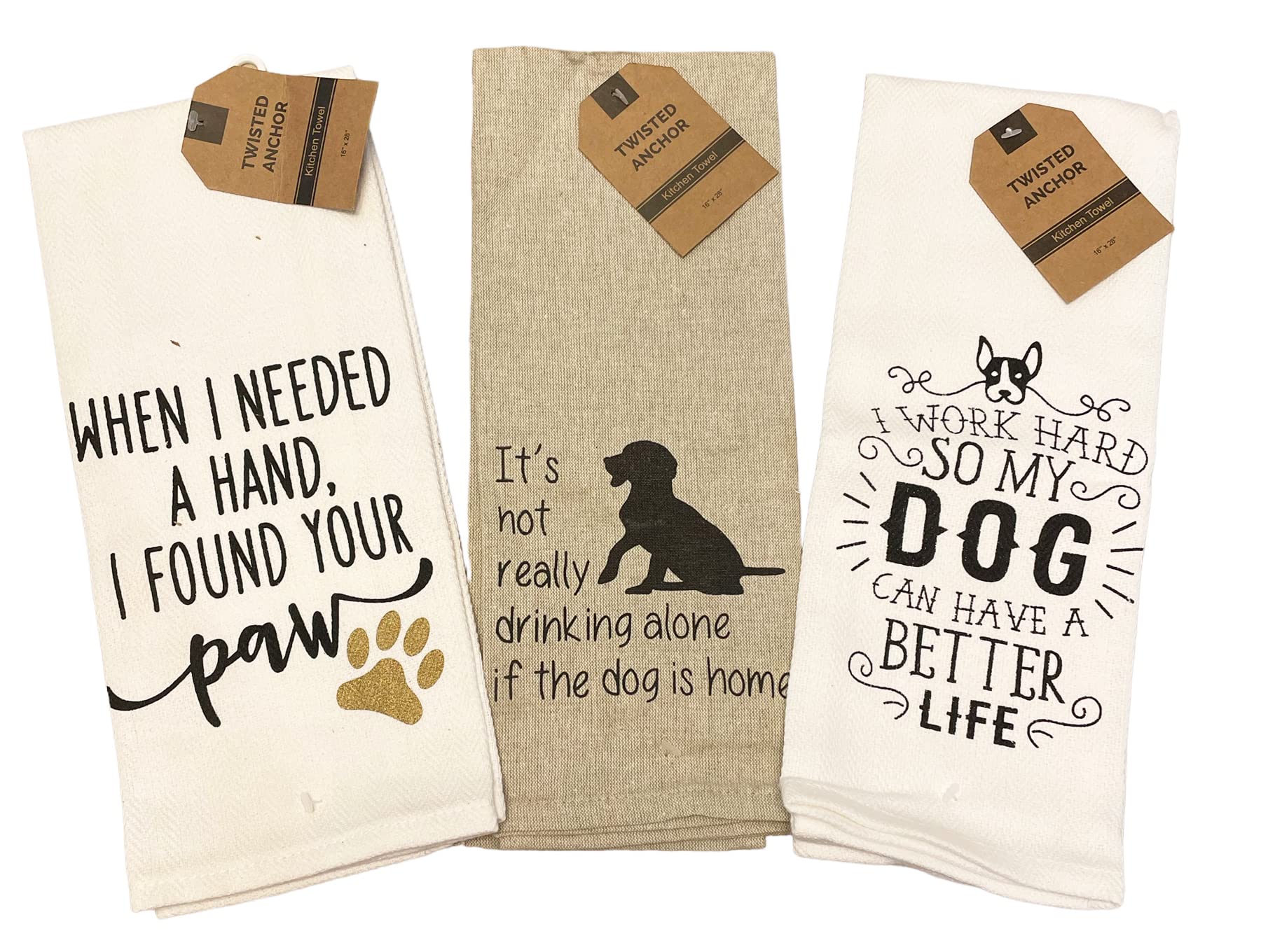 Set of 2 Dog Kitchen Towels - Funny Dog Lover Gifts - Funny Kitchen Towel Gift Set - Comes in Organza Gift Bag So Its Ready for Giving