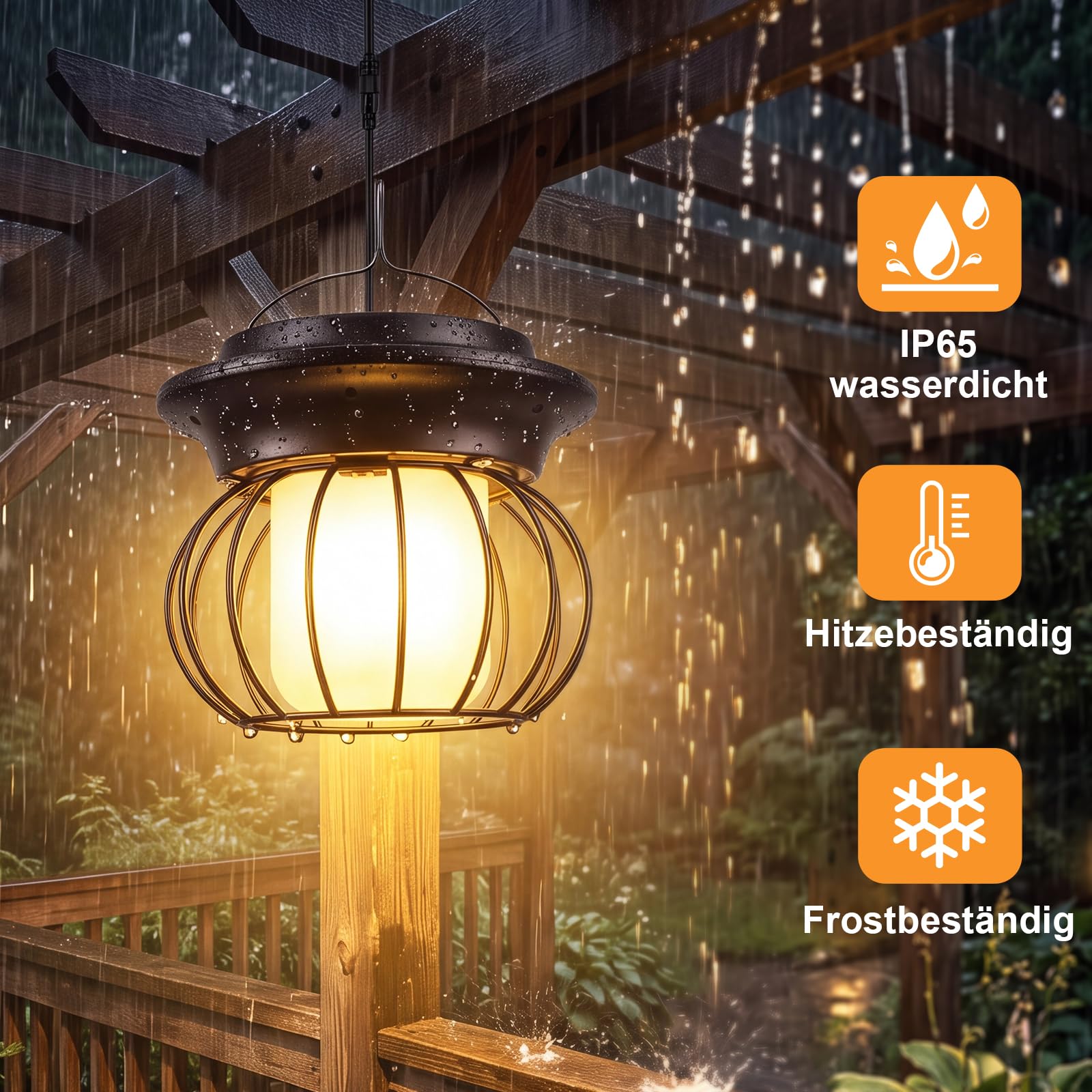 ChunHee Solar Hängelampe für Schuppen, Garage und Pavillon IP65