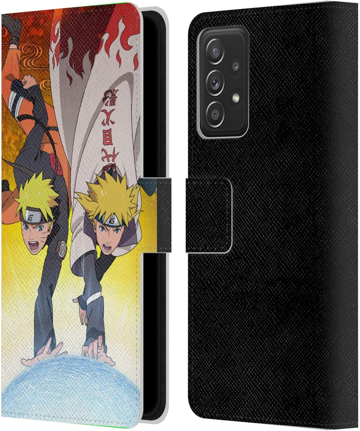 Head Case Designs Officially Licensed Naruto Shippuden Naruto and Minato Key Art Leather Wallet Case Compatible with Samsung Galaxy A53 5G (2022)