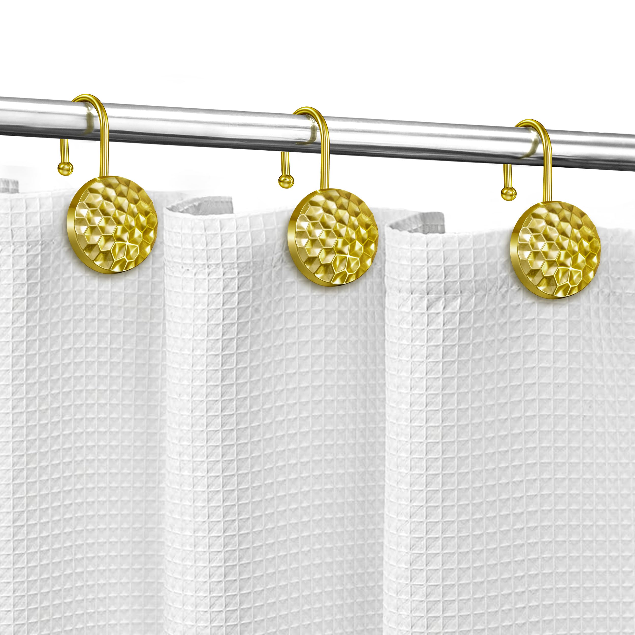 Sunlit Ganci per tenda da doccia dorati, in metallo, decorativi per la casa, per il bagno, moderni ganci per tenda da doccia, accessori da bagno, set di 12