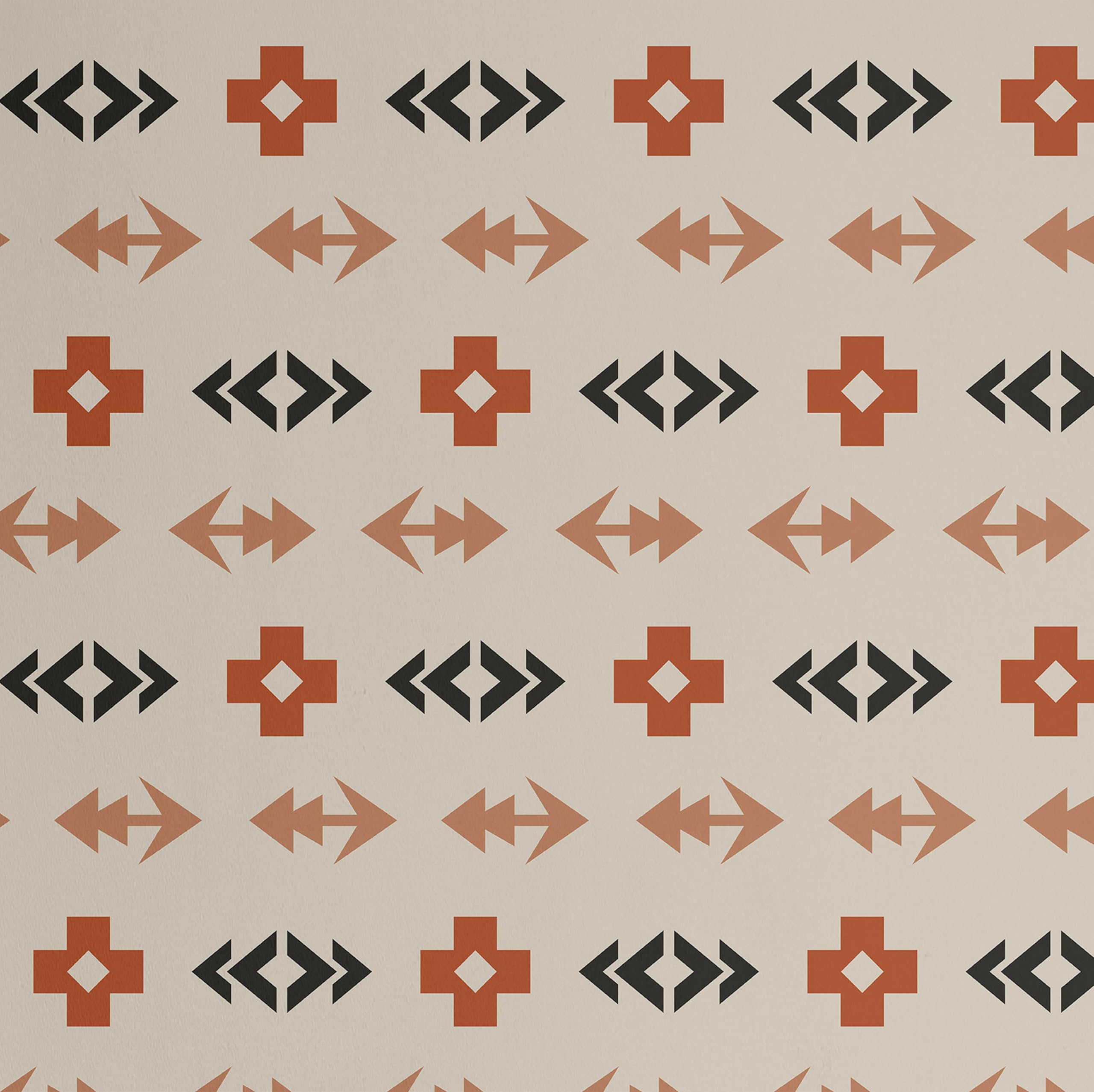Papier peint géométrique tribal en vinyle texturé gris S4Sassy haut de gamme