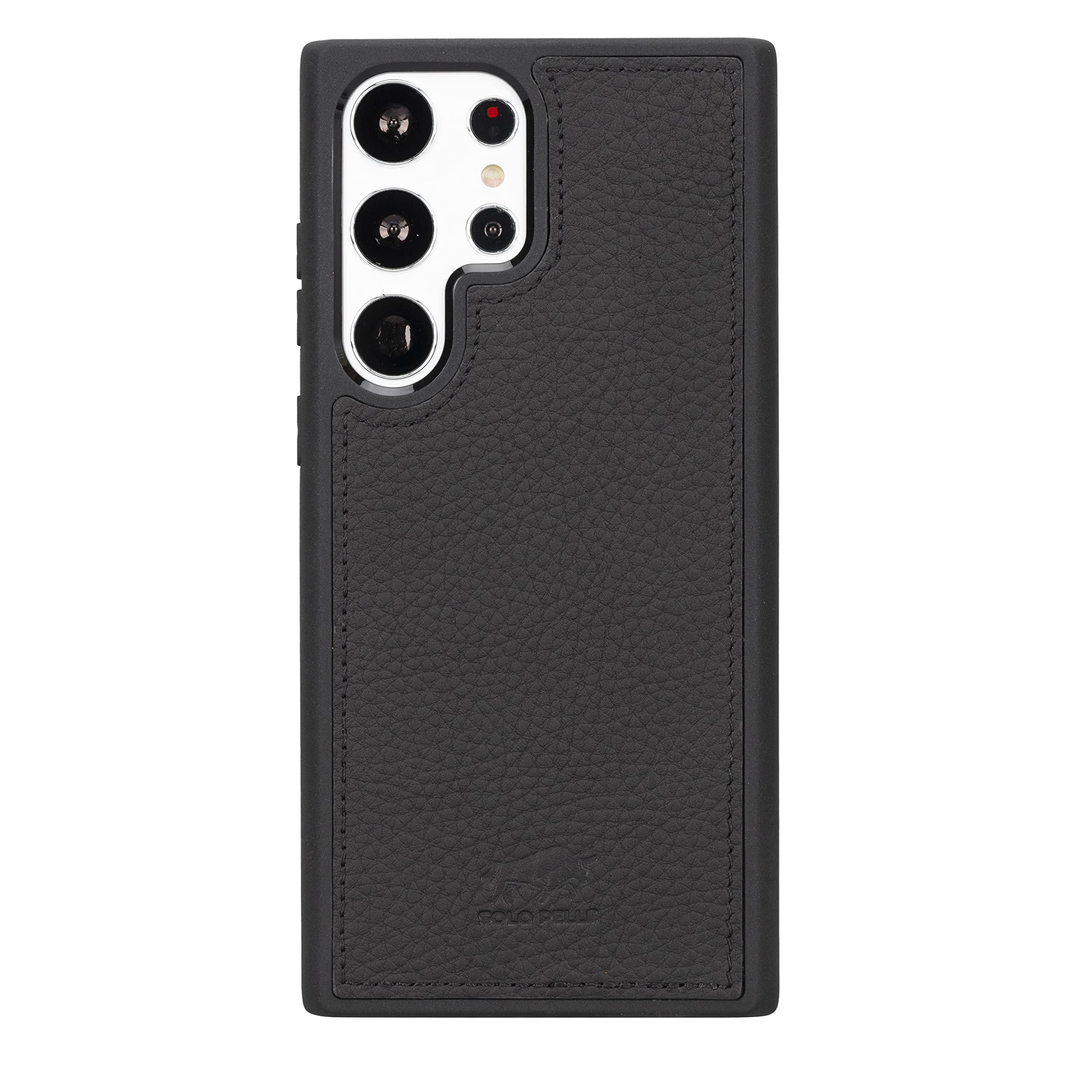 Solo Pelle Lederhülle Harvard kompatibel für das Samsung Galaxy S23 Ultra inklusive abnehmbare Hülle mit integrierten Kartenfächern (Matt Schwarz)