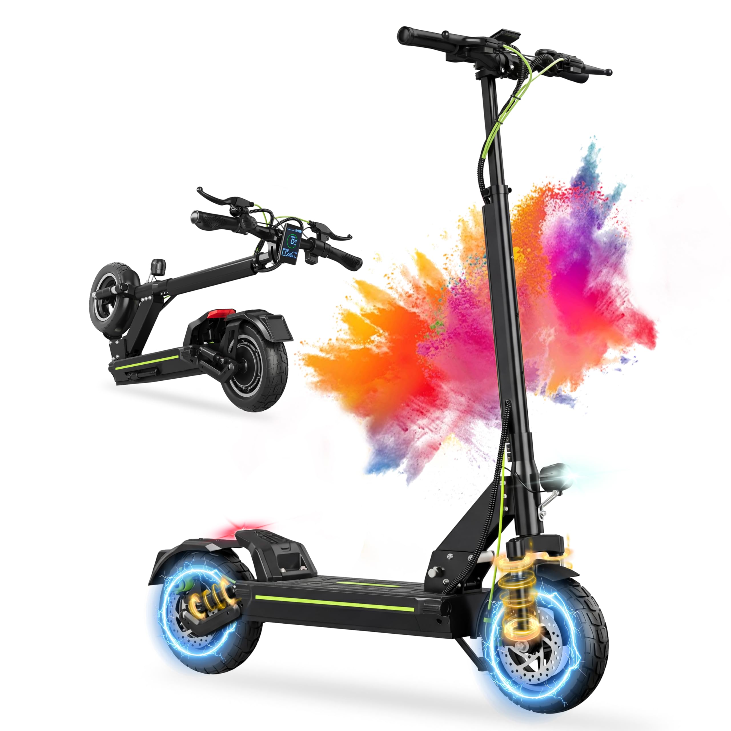 Trottinette Électrique Adulte Tout Terrain, Batterie 48V 18,2Ah Moteur 1000W*2, Puissante Pliable Grande Autonomie Double Suspension Antivol Ultra Légère avec Application, Scooter Electrique Adulte