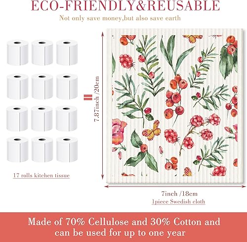 Miniatura 3 de Yinder Paquete de 9 paños de lavado suecos para cocina, paños geométricos reutilizables, paños de limpieza geométricos, paños de lavado de cocina