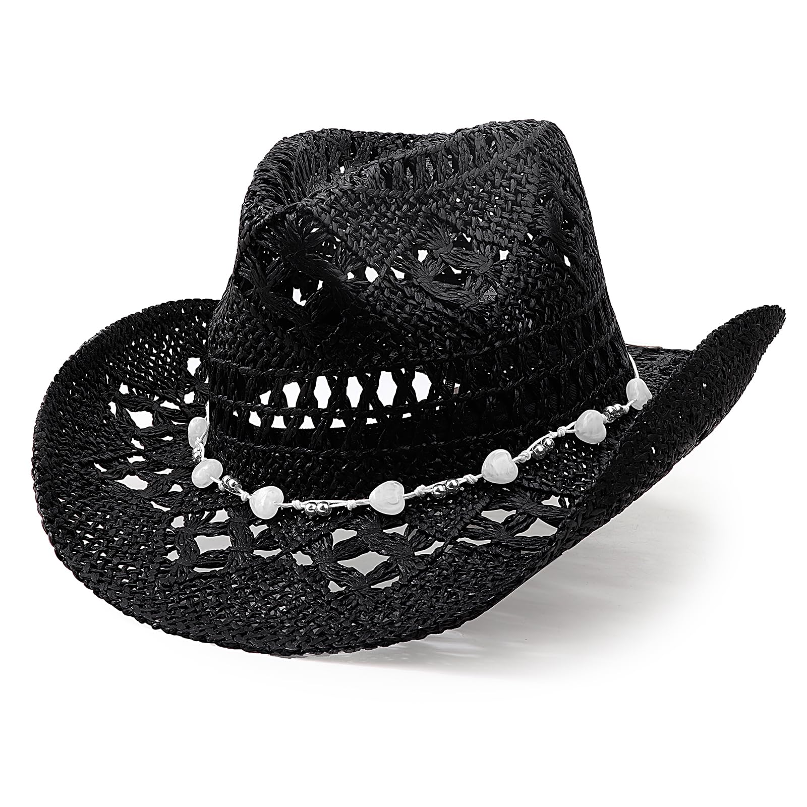 Photo 1 of **Stock Pic for Reference** DRESHOW Straw Cowboy Cowgirl Hat for Women Men Western Coastal Cowboy Beach Hat with Shapeable Brim Unisex Rolled up Caps