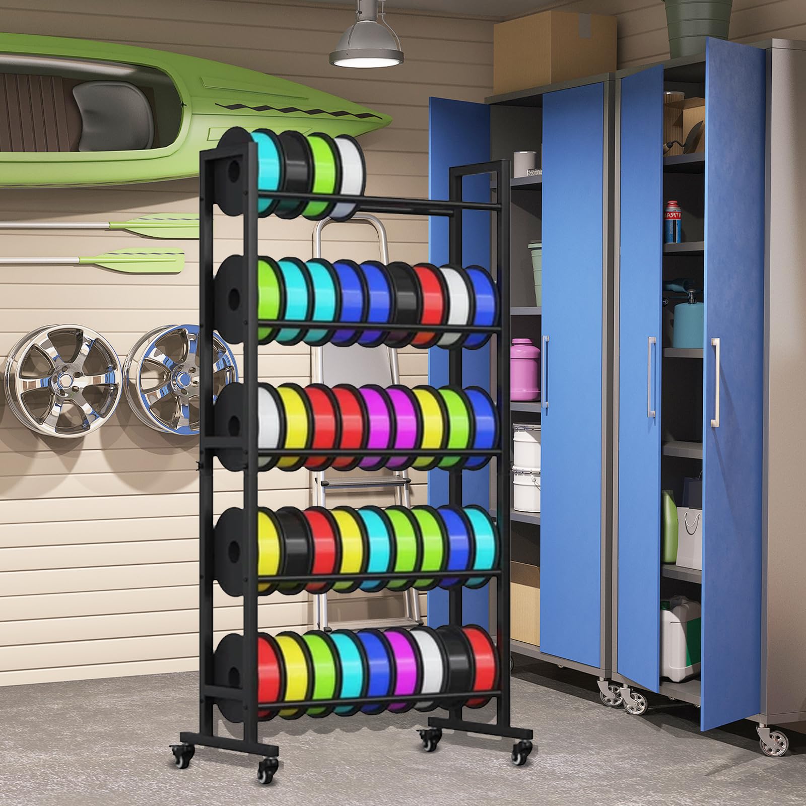 Estante De Almacenamiento De Filamentos De 5 Niveles Para Impresoras 3d, 130x70x22cm, Soporte De Almacenamiento Para Filamentos De ImpresióN 3d Compatible Para Pla, Abs, Petg, Tpu, Madera