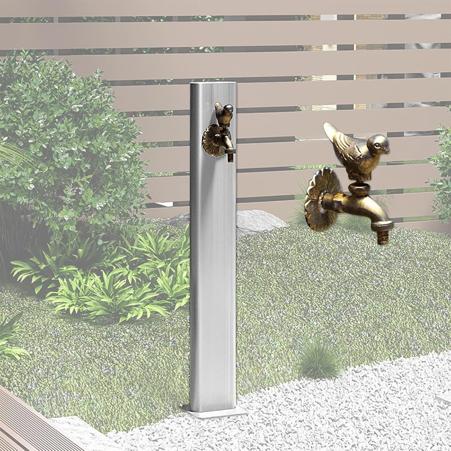 Epano One Color Lxxw Outdoor Faucet Water Column Freestanding Garden Water Column With Faucet，Outdoor Faucet Floor Mount With Birds Taps