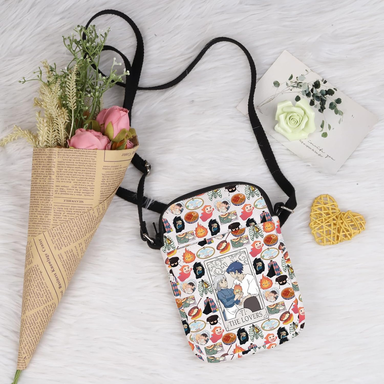 TIIMG Japan Anime Lover Gift Cartoon Movie Inspired Soot Gift Japaness Anime Calcifer Goldfish Crossbody Bag - Image 4