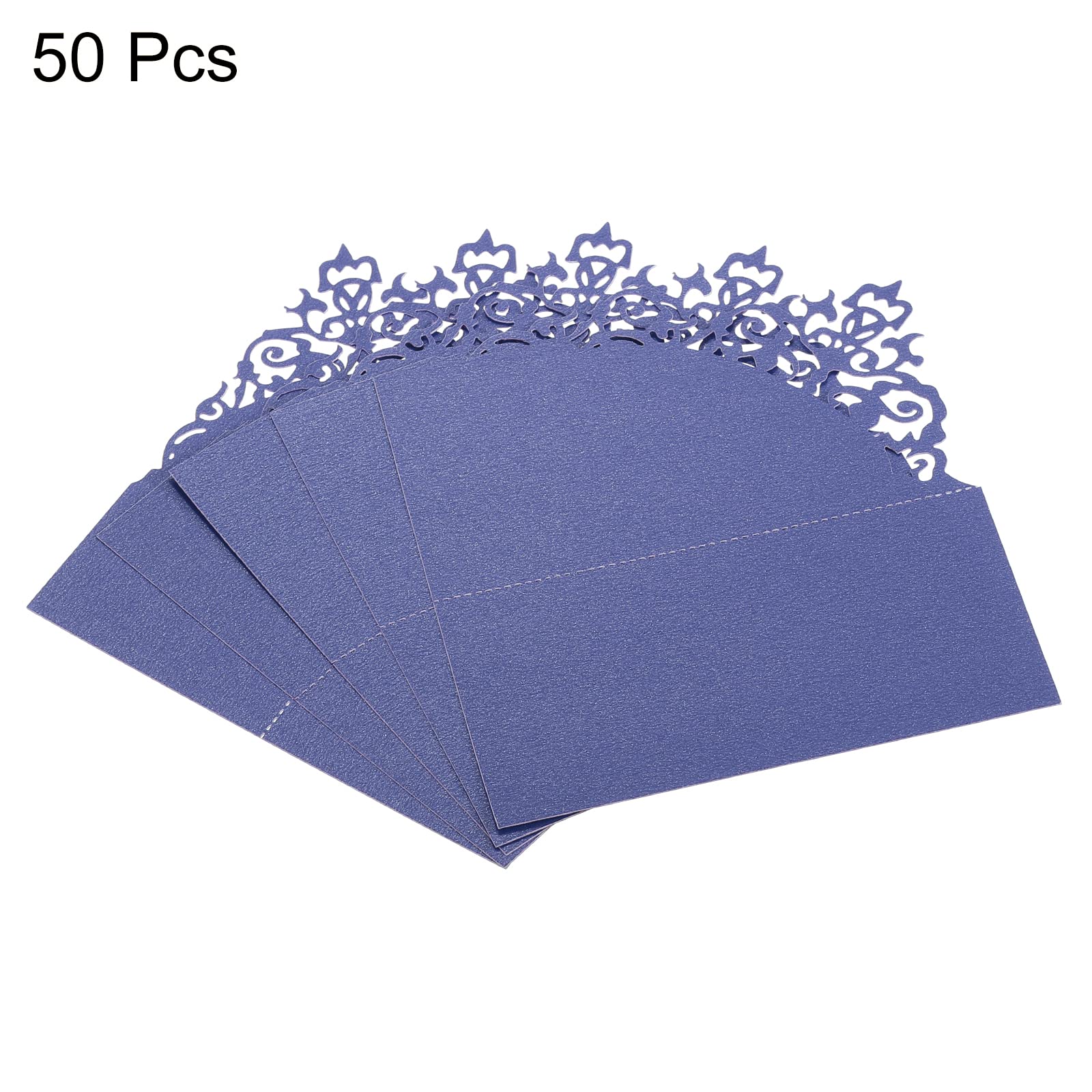PATIKIL Table Name Place Cards,50Pcs 3.9 x 3.9inch Favor Decor Hollow Design Seat Blank Card for Wedding Party Seating Place Cards Blue - Image 3