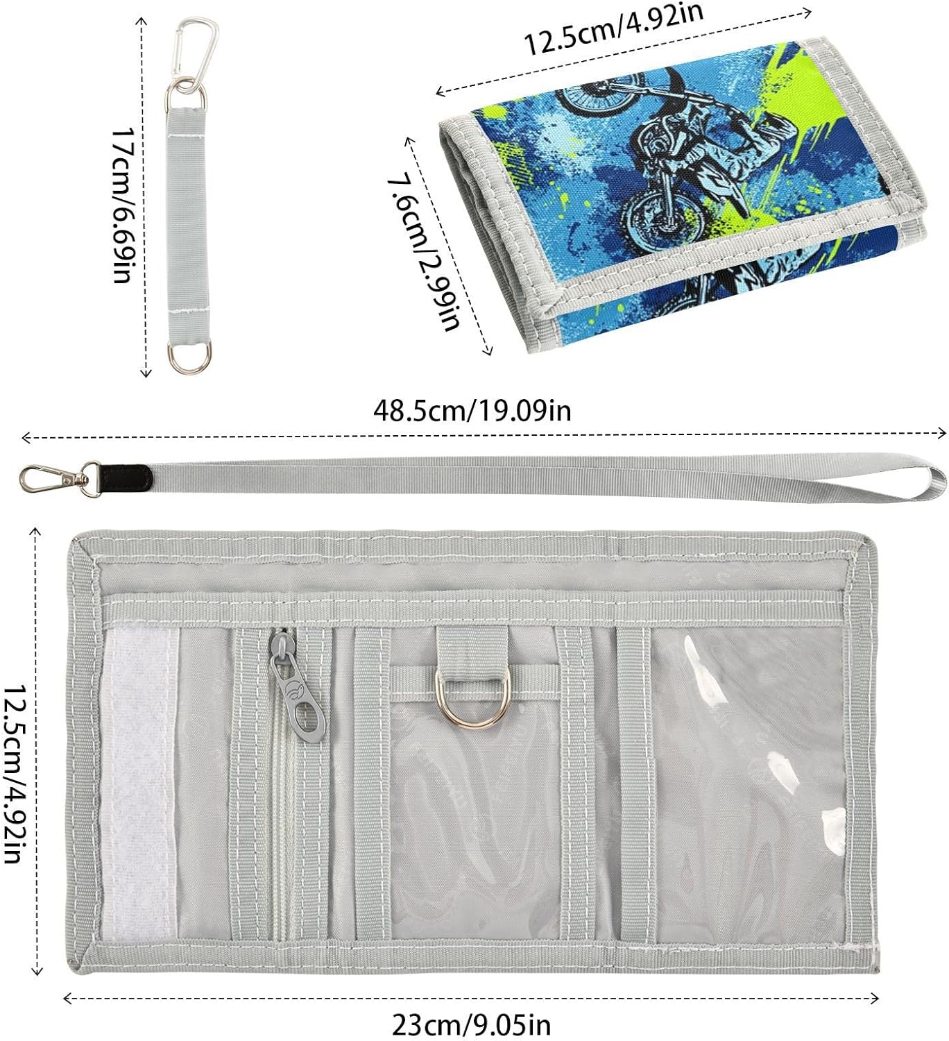 Sports Motocross Motorcycles Kids Wallet for Boys Girls Trifold Wallet for Childrens Toddler Novelty Wallet for Teens Women Men - Image 3
