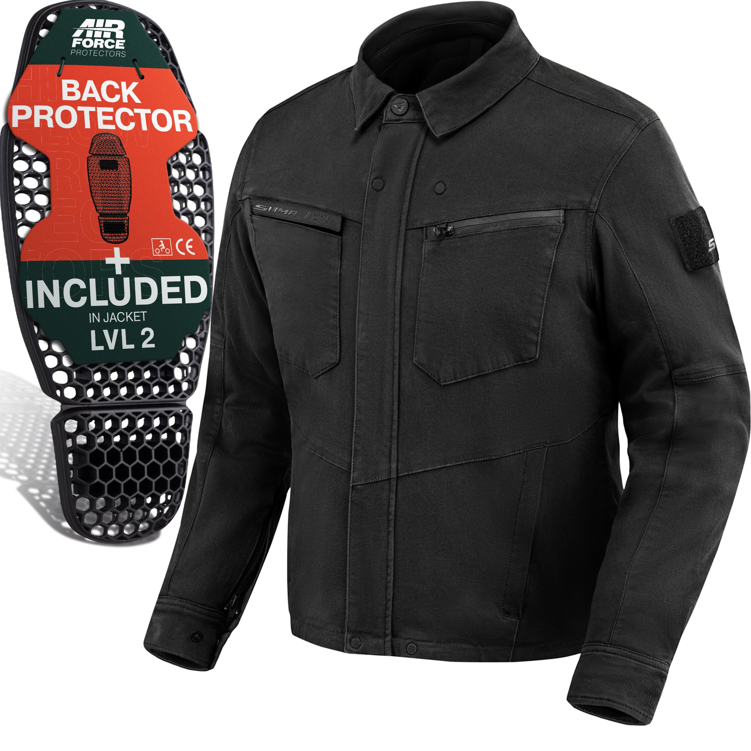 SHIMA Giro Jkt Motorbike Jackets for Men AirForce Back Protector Armour Riding Motorcycle Jacket Stretch Bikers Ventilated Lightweight Armoured Bike Textile Motorcycles (Mens, Black, L)