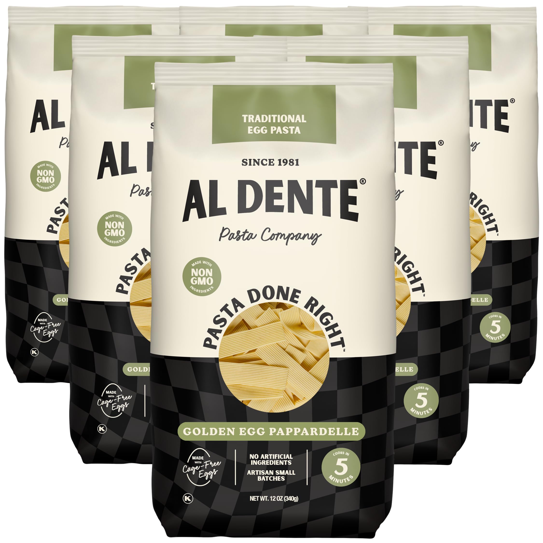 Al Dente Golden Egg Pappardelle 6-pack: Traditional Egg Pasta