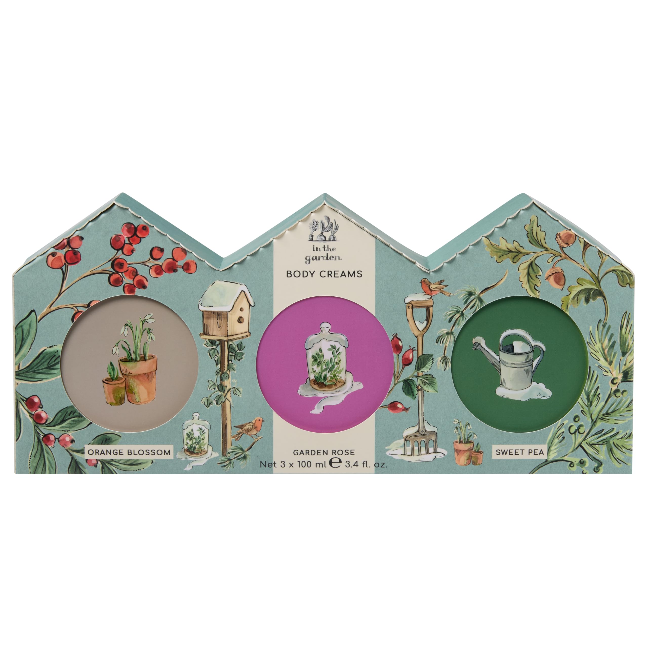 Heathcote & Ivory Body Creams 3x 100ml, Moisturiser For Dry Skin, Post Gardening Cream, Three Fragrances, Shea Butter, Vitamin E, Travel Size, Vegan and Cruelty Free, Gift For Gardeners