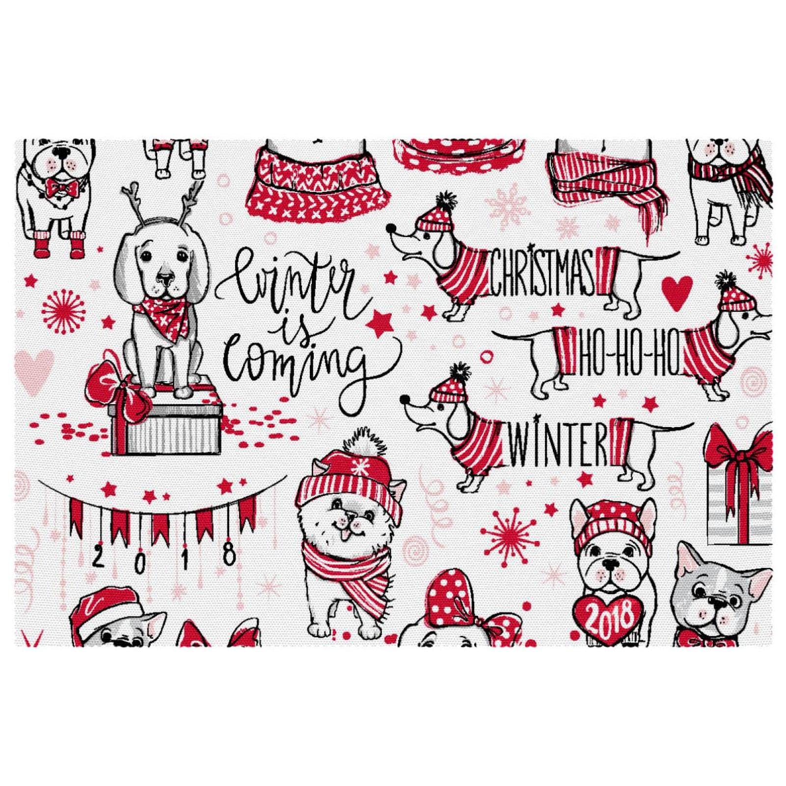 Set de table de Noël chien x6 | Rectangulaire 30x45 cm lavable et thermorésistant