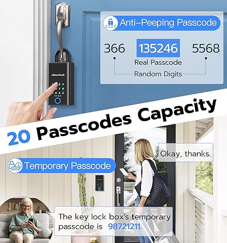 Miniatura 9 de Anweller - Caja de seguridad para llaves con código, gran capacidad, huellas dactilares, Bluetooth, montaje en pared, ocultador, caja de seguridad