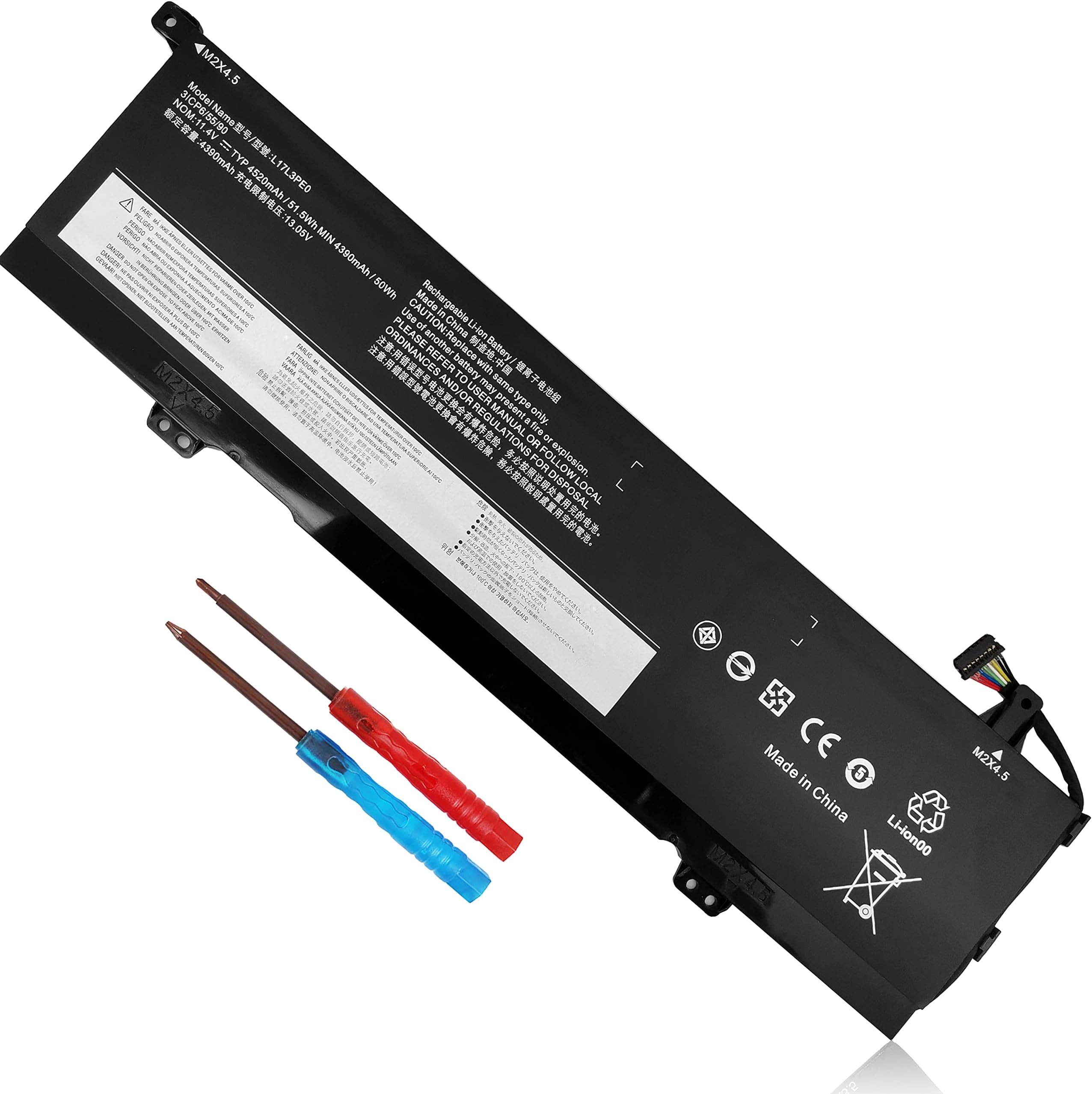 Wymisnit L17C3PE0 Battery for Lenovo Yoga 730 15 730-15IKB 730-151KB 730-15lKB 730-15IWL 730-151WL 730-15lWL Laptop Replacement L17L3PE0 5B10Q39196 5B10Q39197 11.25V 51.5W 4587mAh 3-Cell