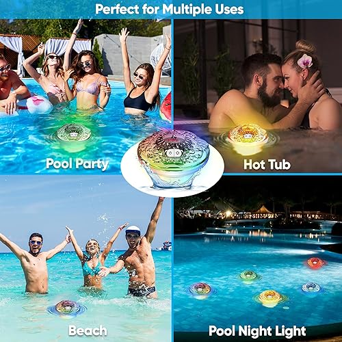 Miniatura 6 de Pyle Bola de luz flotante para piscina, 3 luces solares que cambian de color para piscina, luces flotantes impermeables IP68 recargable, luz