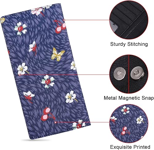 Miniatura 4 de HUA ANGEL Billetera para mujer, ultra delgada y delgada, con bloqueo RFID, tarjetero de crédito, doble embrague, carteras largas, regalo para