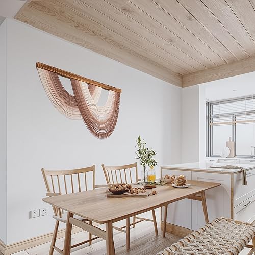 Miniatura 3 de Osunnus Tapiz bohemio de macramé para colgar en la pared, teñido anudado, hecho a mano, tejido degradado, decoración de pared para sala de estar y