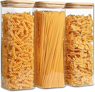 Glass Pasta Storage Containers with Bamboo Lids