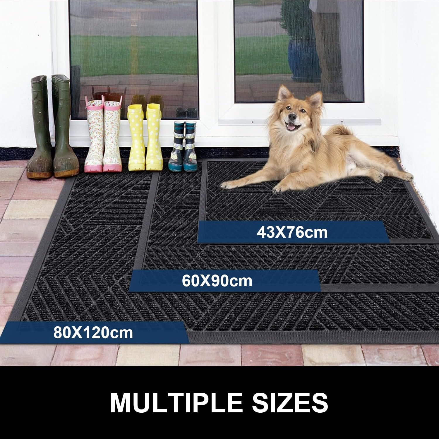 smiry Door Mat, Heavy Duty Door Matts Indoor Outdoor, Dirt Trapper Easy Clean Doormat - Image 2