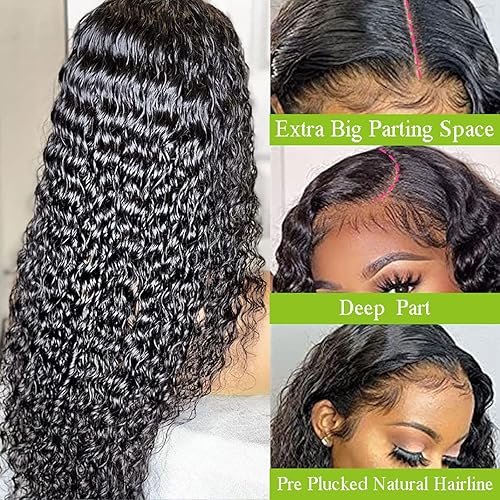 Miniatura 3 de Pelucas de cabello humano rizado con encaje frontal transparente HD de 13 x 4 pulgadas para mujeres negras, pelucas de cabello humano prearrancado