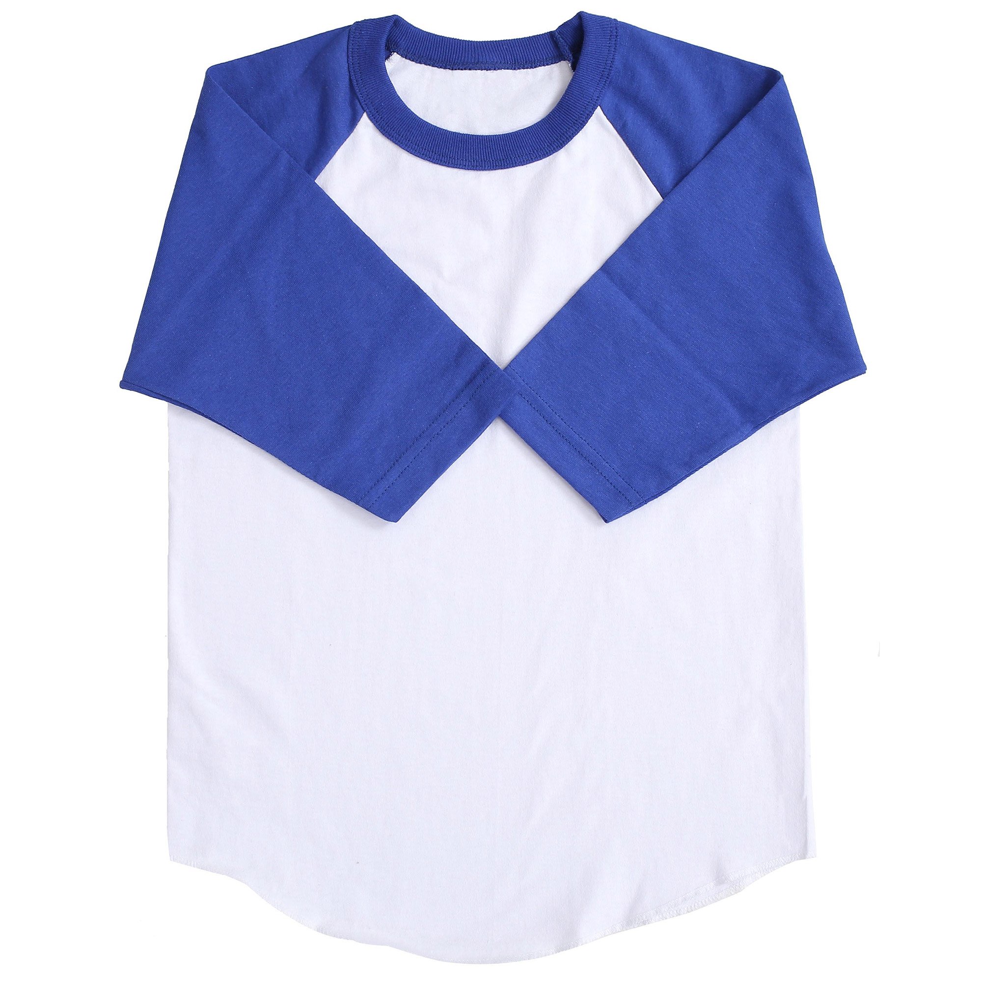 Hat and Beyond Kids Raglan 3/4 Sleeves Baseball T Shirts Baby (X-Small / 3-4 Yrs 4T, 5ks01_White/Royal Blue)