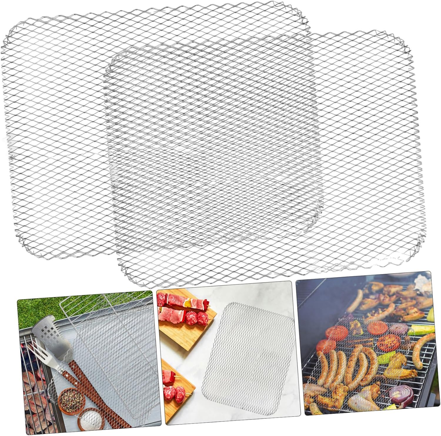 BESTonZON Disposable BBQ Grill Net 10-Piece Aluminum Mesh Toppers for Outdoor Cooking Non-stick BBQ Grill Liners Versatile Use for Grilling and Smoking