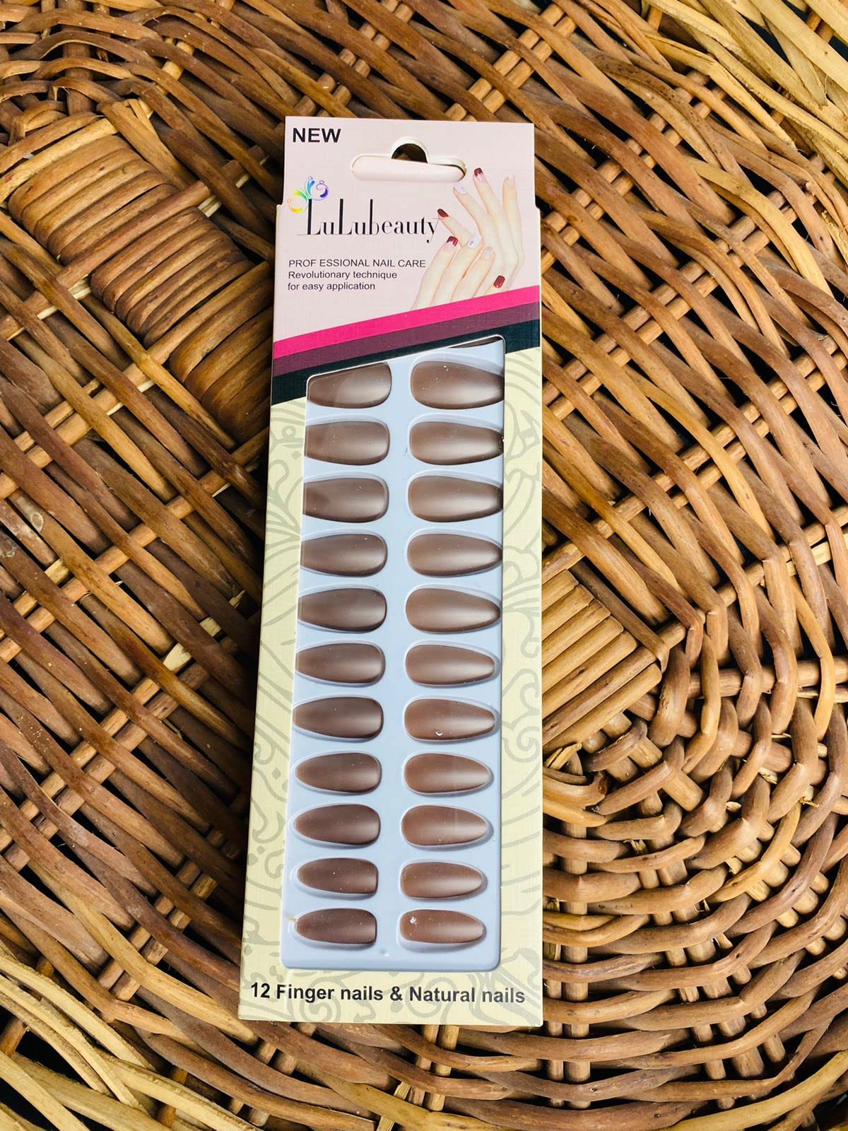 Lulu beauty 24pcs Nail Extensions Artificial Nails Set With Nails Adhesive Stickers. (Brown)-image-17