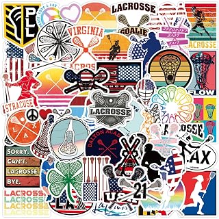 DIYYILIF 100 Pack Waterproof Lacrosse Vinyl Stickers for Water Bottles, Laptops, Helmets, Party Favors - Durable UV Resistant Decals