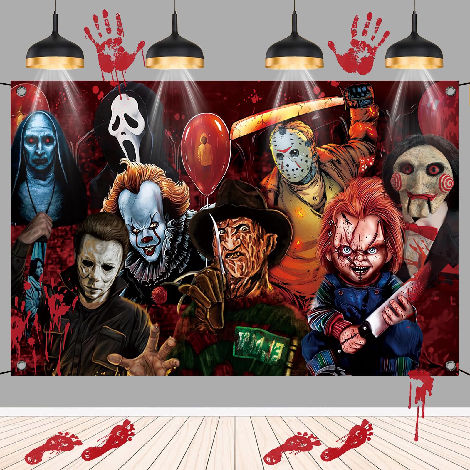 Décorations De Fête D'anniversaire D'horreur, Bannière D'Halloween Sur Le Thème Du Film D'horreur, Bannière De Décoration De Fête D'anniversaire Pour Adultes