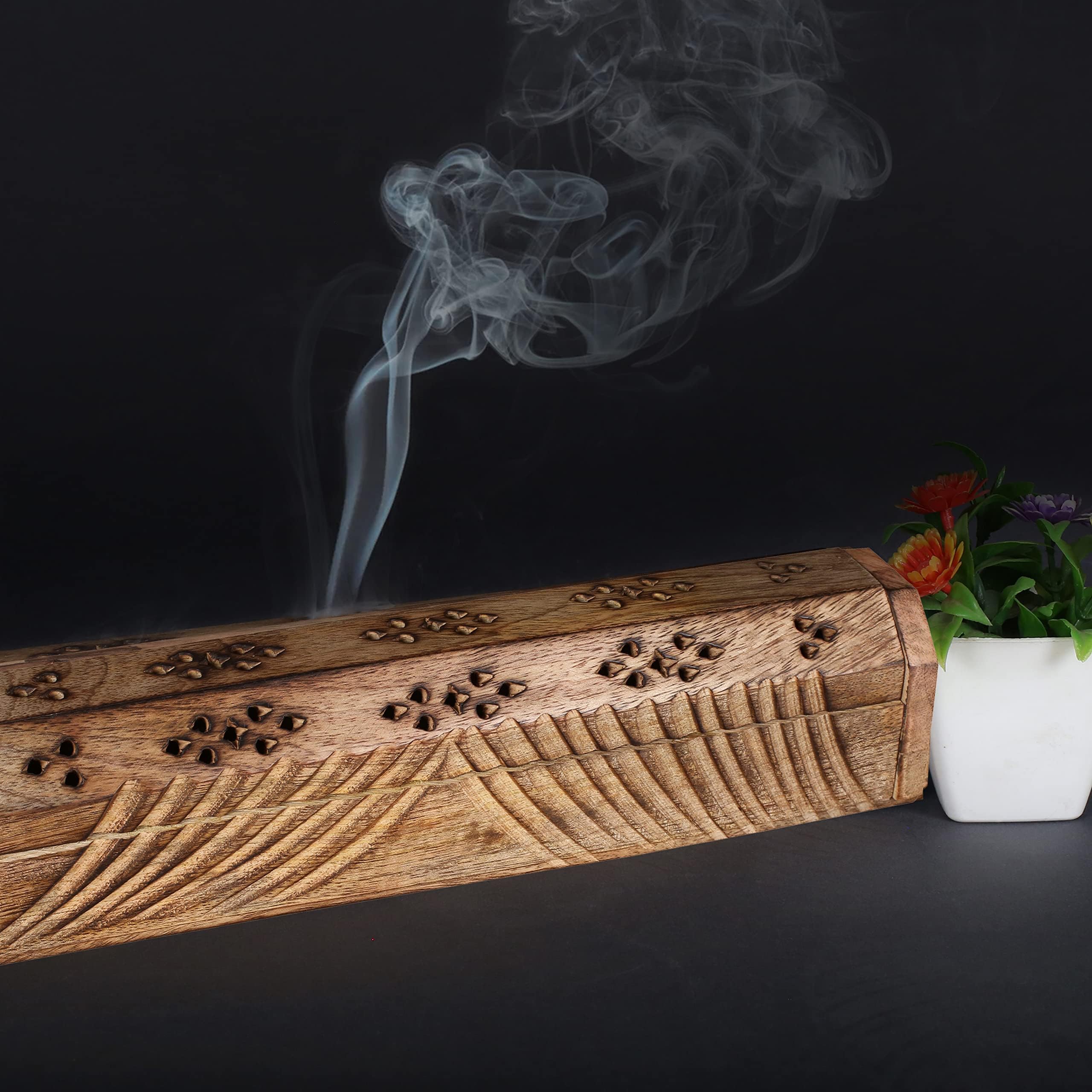 Incense Holder, Incense Stick Holder, Incense Holder for Sticks Used for Room Dรฉcor, Cool Room Spiritual Dรฉcor, Aromatherapy, Incense Burner with Storage Compartment 12Inch Natural