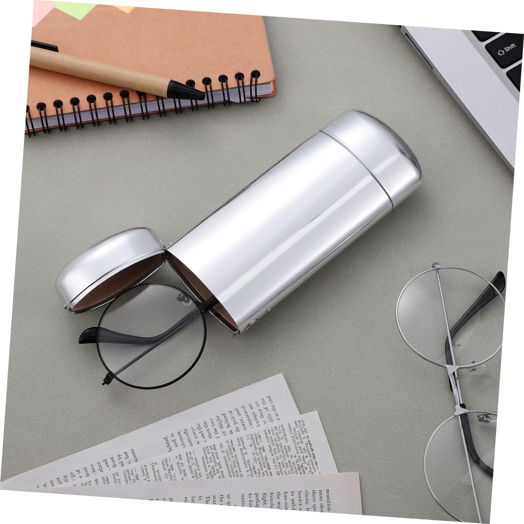 Healvian Brillenetui aus Aluminium Fahrt Sonnenbrille Fall Brillen-Organizer Lichtbrille reisen Sonnenbrillenhalter für unterwegs Hartschalen -Brille Fall brillen case Silber