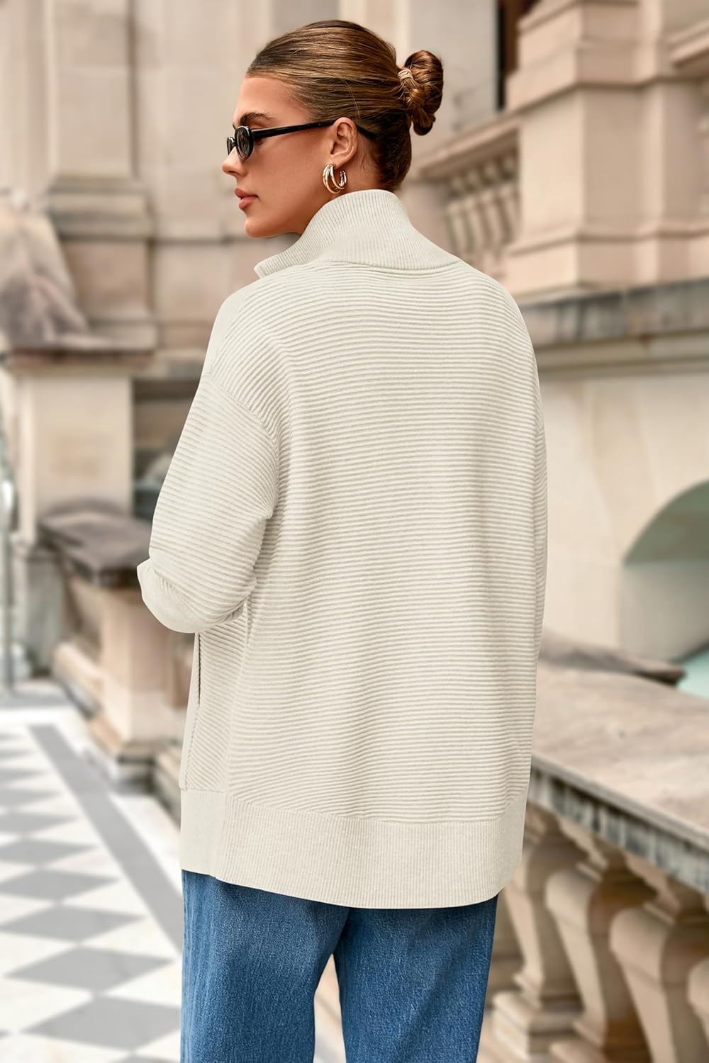 PRETTYGARDEN Womens Fall 2025 Long Sleeve Zip Up Cardigan Sweaters Casual Loose Collared Ribbed Knit Tops Jackets Thumb Hole - Image 6