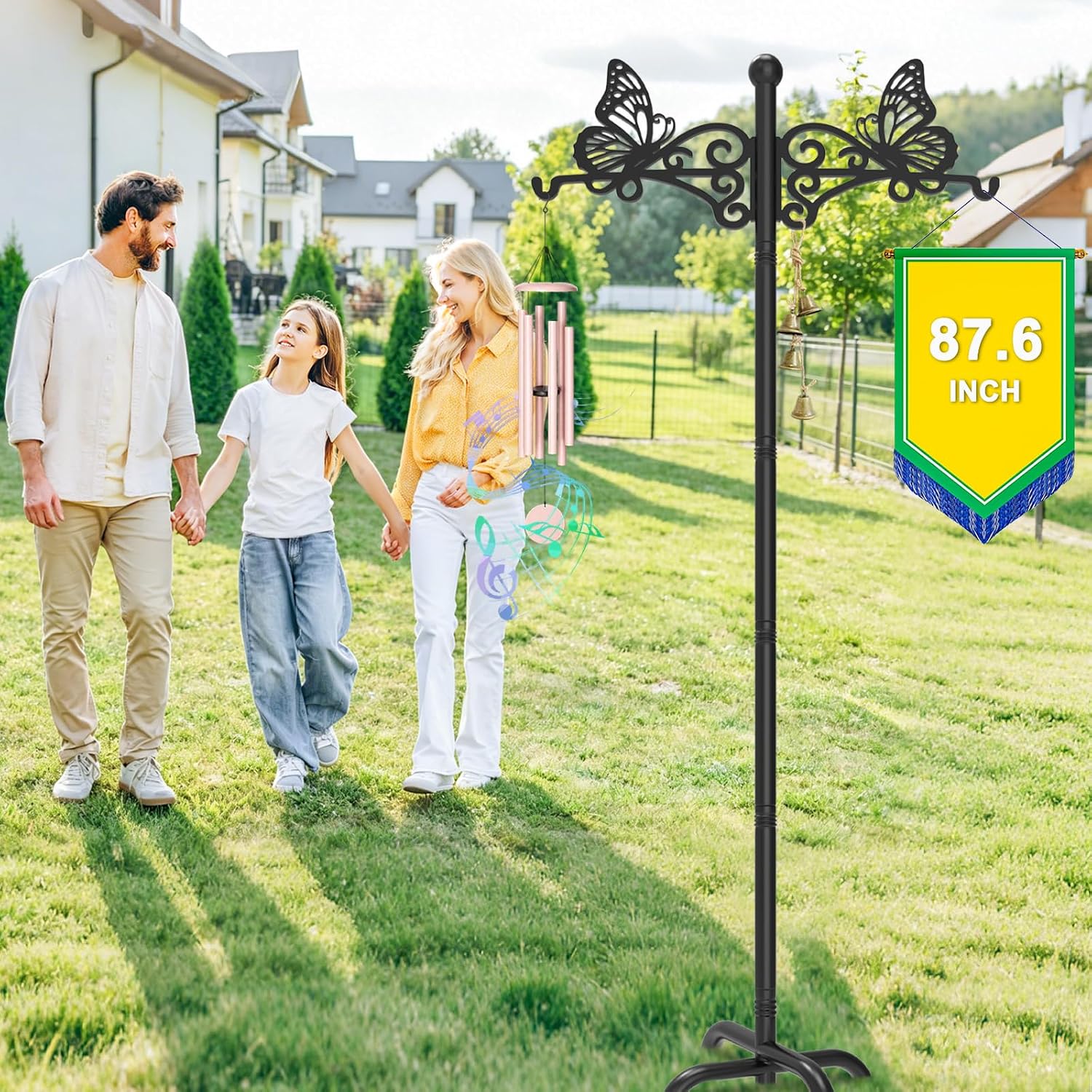 88" Double Shepherds Hooks for Outdoor with Butterfly Design 2Pcs