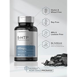 Horbach 5HTP 400mg Capsules | 120 Count | Extra Strength Supplement | Non-GMO, Gluten Free | 5 Hydroxytryptophan
