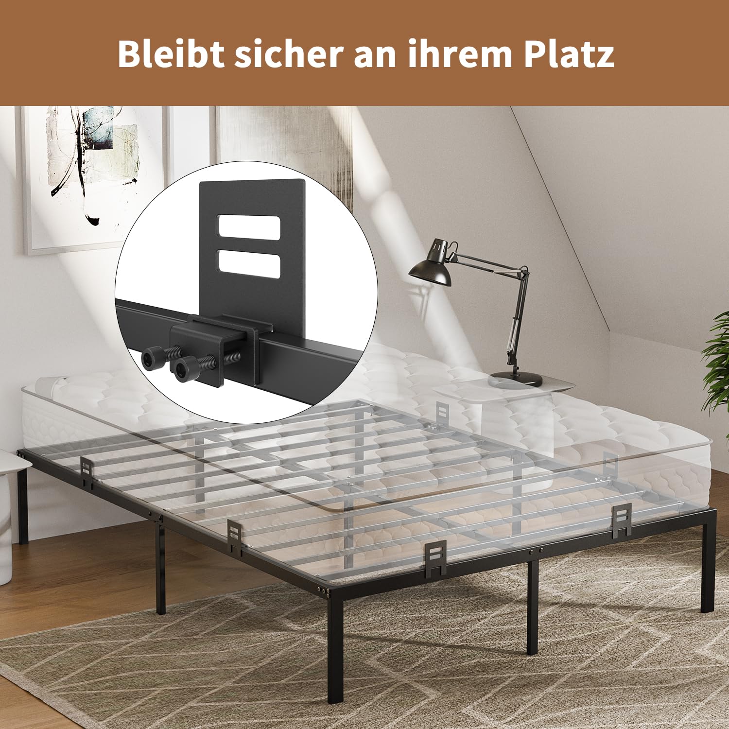6 Stück Matratzenhalter Antirutschmatte für Metall-Bettgestell, Matratzenhalter an Ort und Stelle,Rutschfeste Matratzendichtungen,Matratzenstopp Schwarz, Matratzenhalter gegen verrutsch