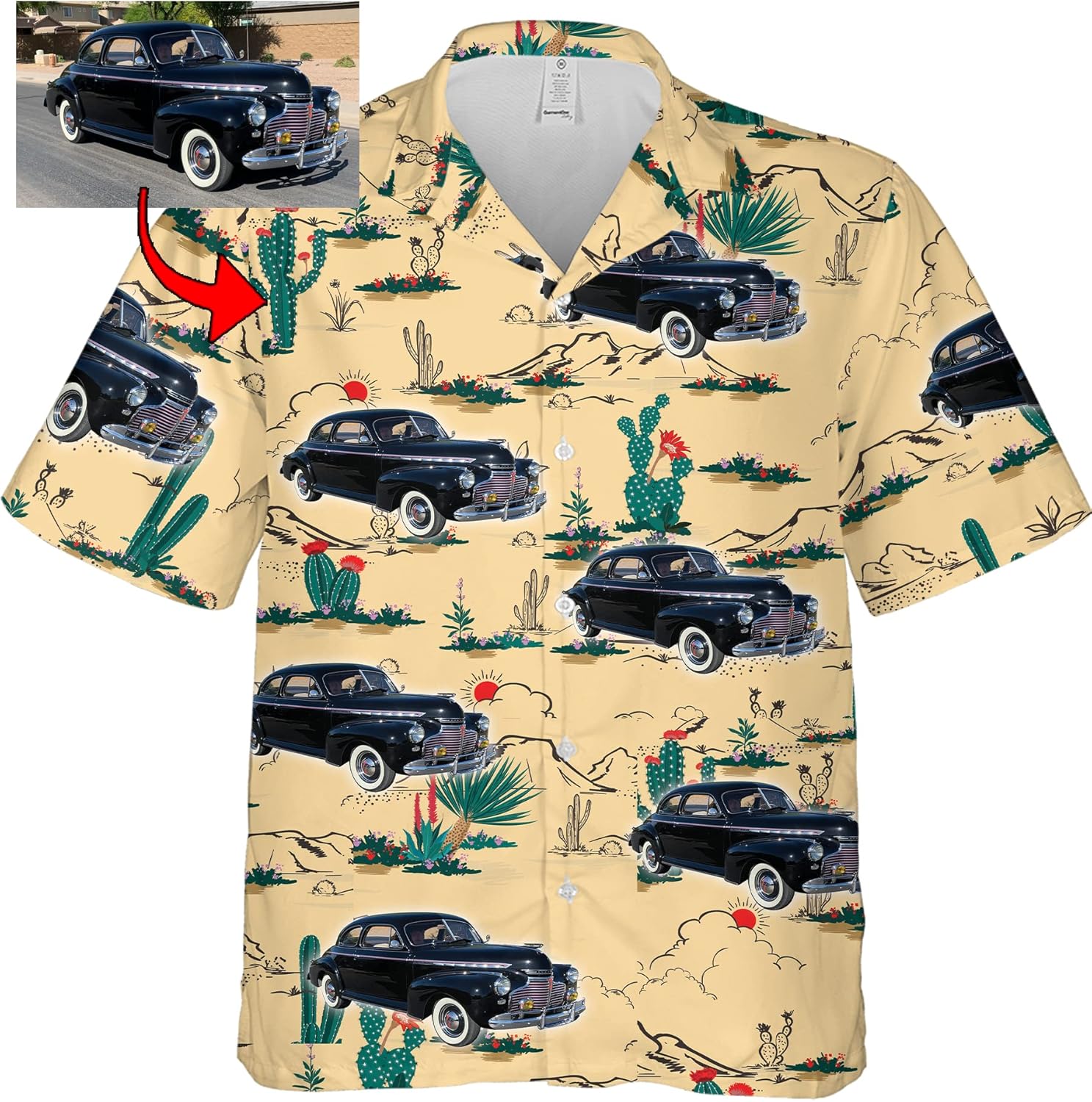 Personalized hot Rod Hawaiian Shirt, Custom Photo Classic car Button Down Shirt; Xmas Gift (Multiple Artwork)