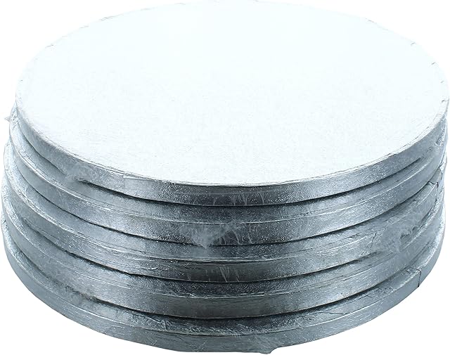 Culpitt 10" Round Silver Cake Drum Board - Pack of 5 (Individually Wrapped), Silver Fern, IRD10