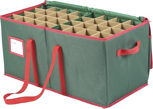 Miniatura 7 de Sattiyrch Caja de almacenamiento de adornos navideños con cierre de cremallera doble, la caja contribuye con ranuras para 128 adornos navideños de 3
