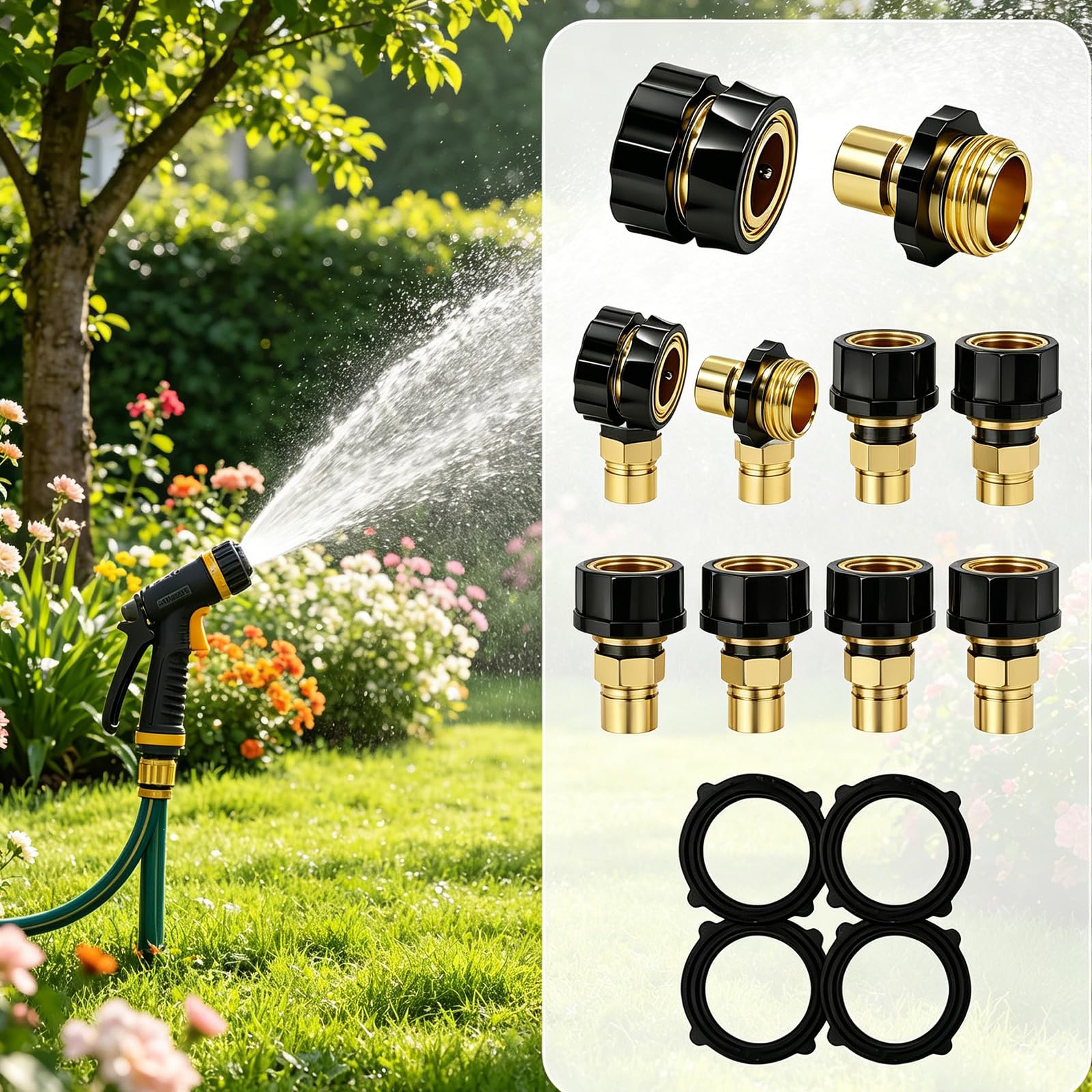 Generisch 4 conectores de manguera multiusos con cierre rápido, sistemas de riego de plástico, accesorios para jardinería al aire libre, adaptador de manguera de agua de riego