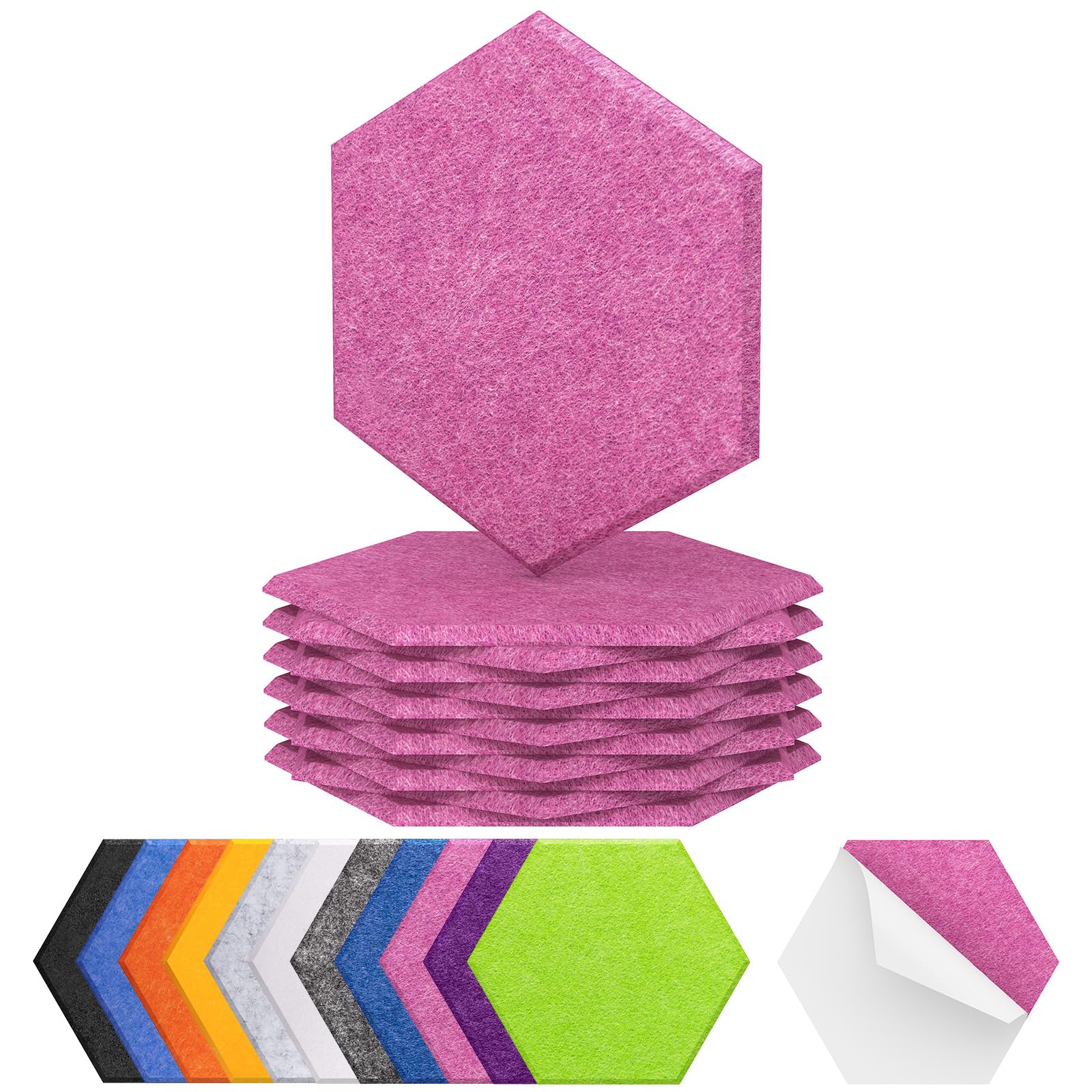 12 Pack Hexagon Acoustic Panels, TONOR 12"x 10"x 0.4" High Density Sound Proof Panels for Walls, Sound Dampening Insulation Treatment Wall Panels, Sound Absorbing Padding for Studio, Office, Home Rose