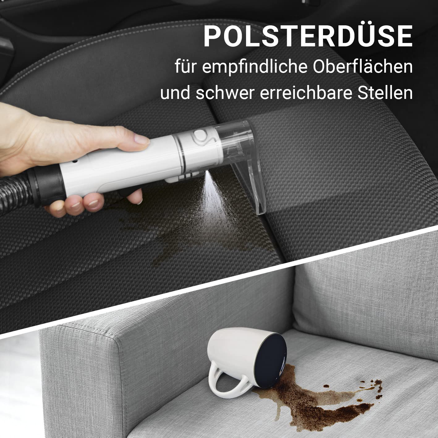 Aspirador de lavado Portable Clean | Limpiador de tapicería y alfombras, ligero y compacto, quitamanchas, potente motor de 400 W, depósito de agua fresca y sucia