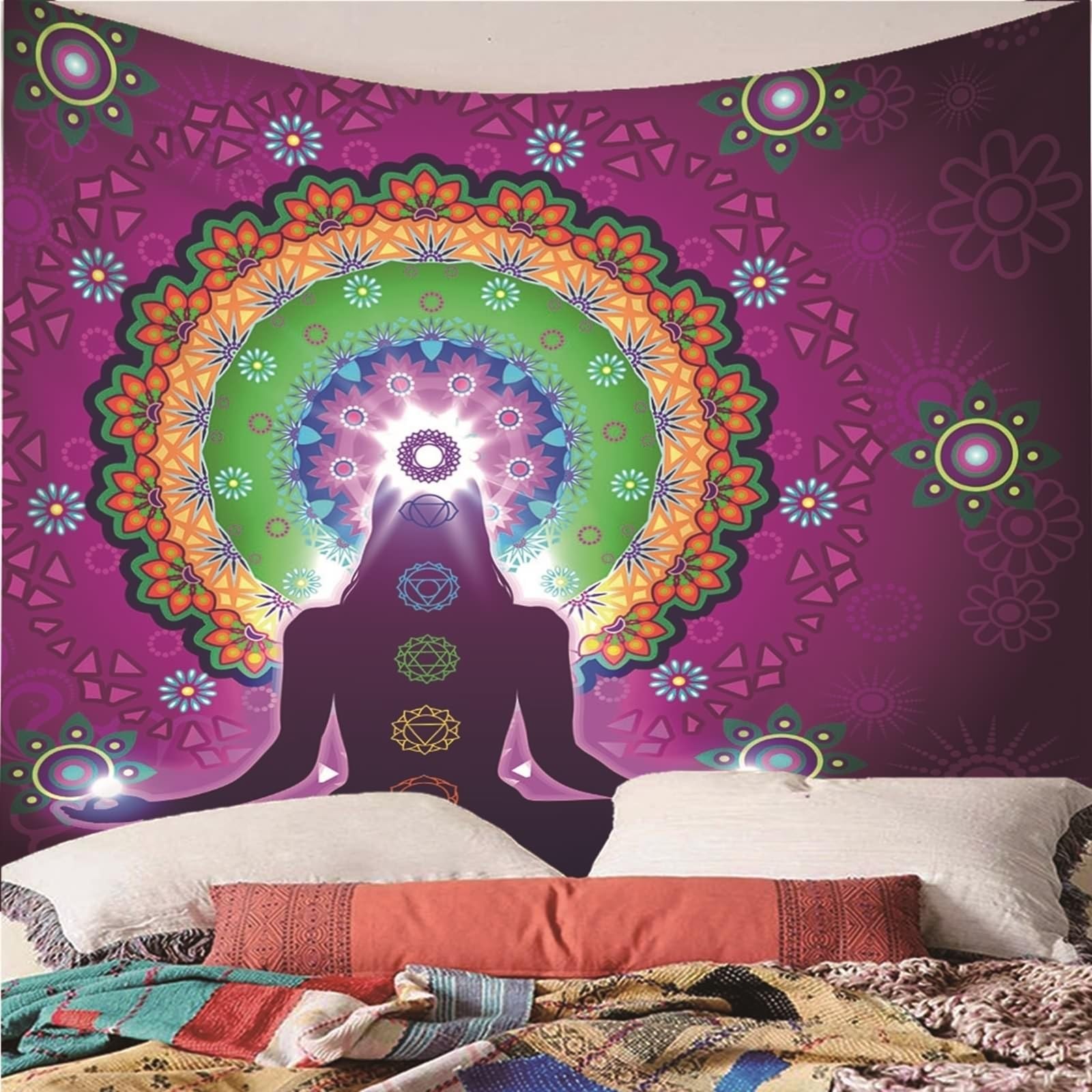 Wycian Arazzo da parete Mandala Hippie XXL multicolore Mandala microfibra 350 x 256 cm (larghezza x altezza)