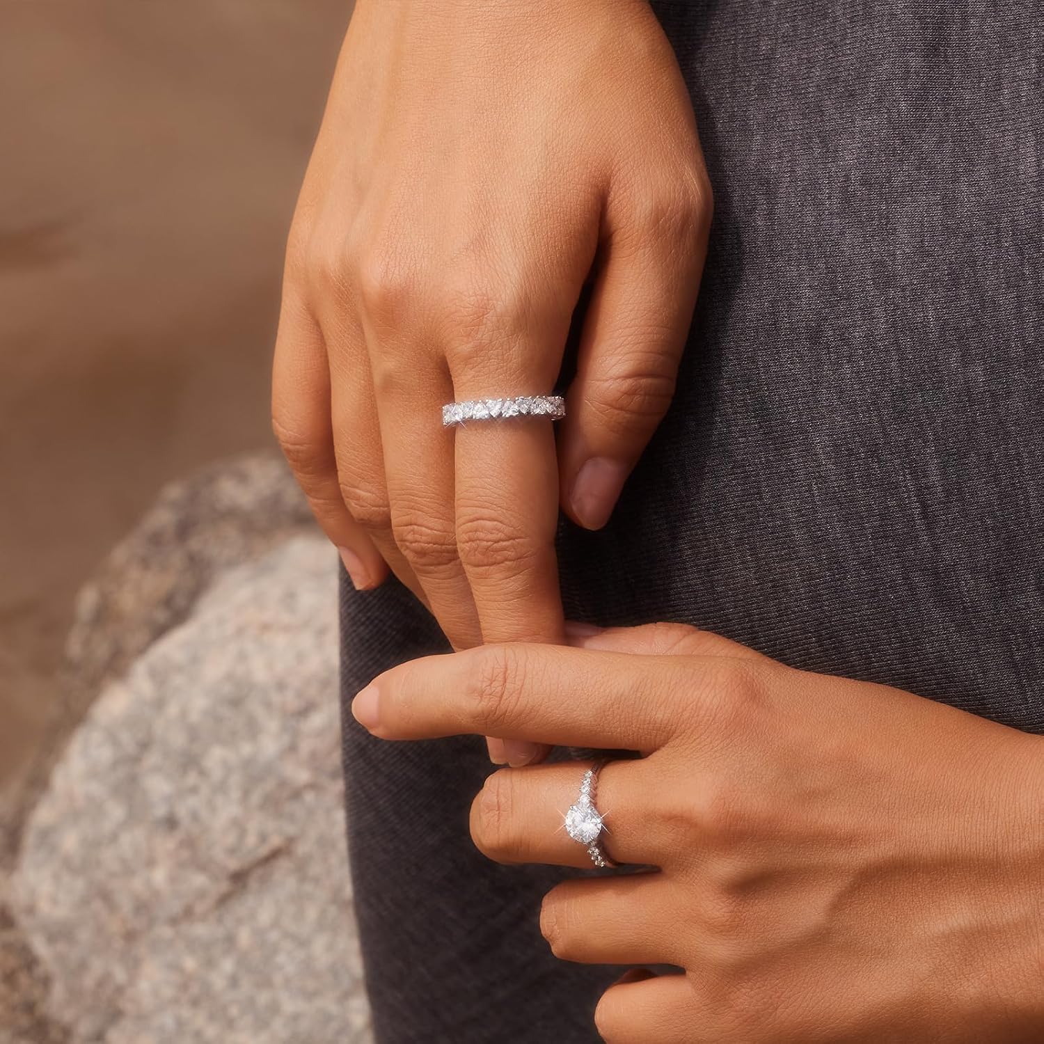 STORYJEWELLERY Eternity Band Rings for Women, Wedding Bands for Women, Silver Rings, Heart Ring, Cubic Zirconia Stackable Ring, Gifts for Her - Image 4