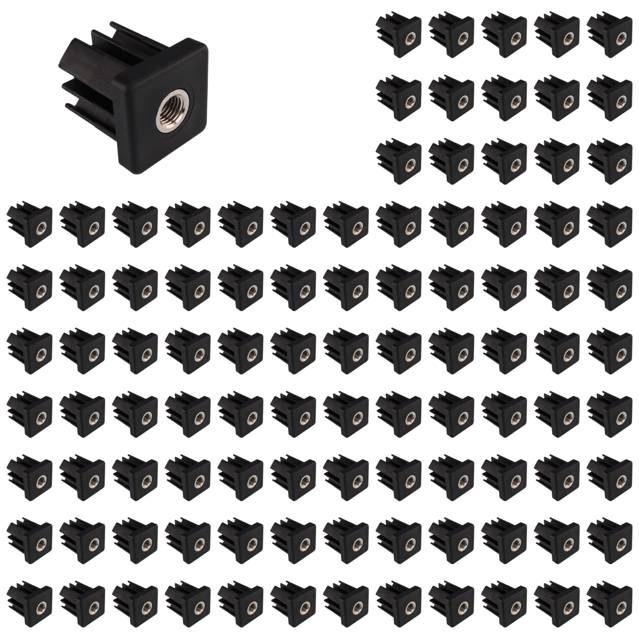 100 tapones roscados M16, 50 x 50 x 2,5, plástico PA reforzado con