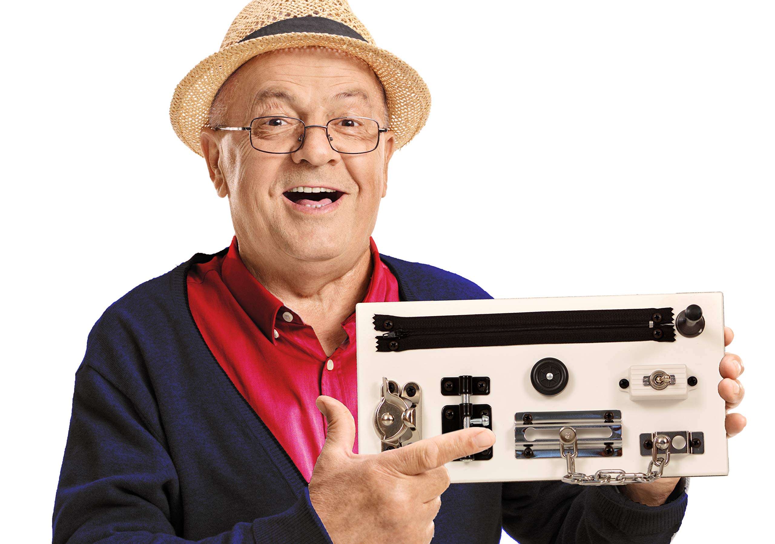 GeriGuard Solutions Memory Loss & Alzheimer's Dementia Fidget Board Activity Center, New Compact Size: 11 inches x 5 inches, White