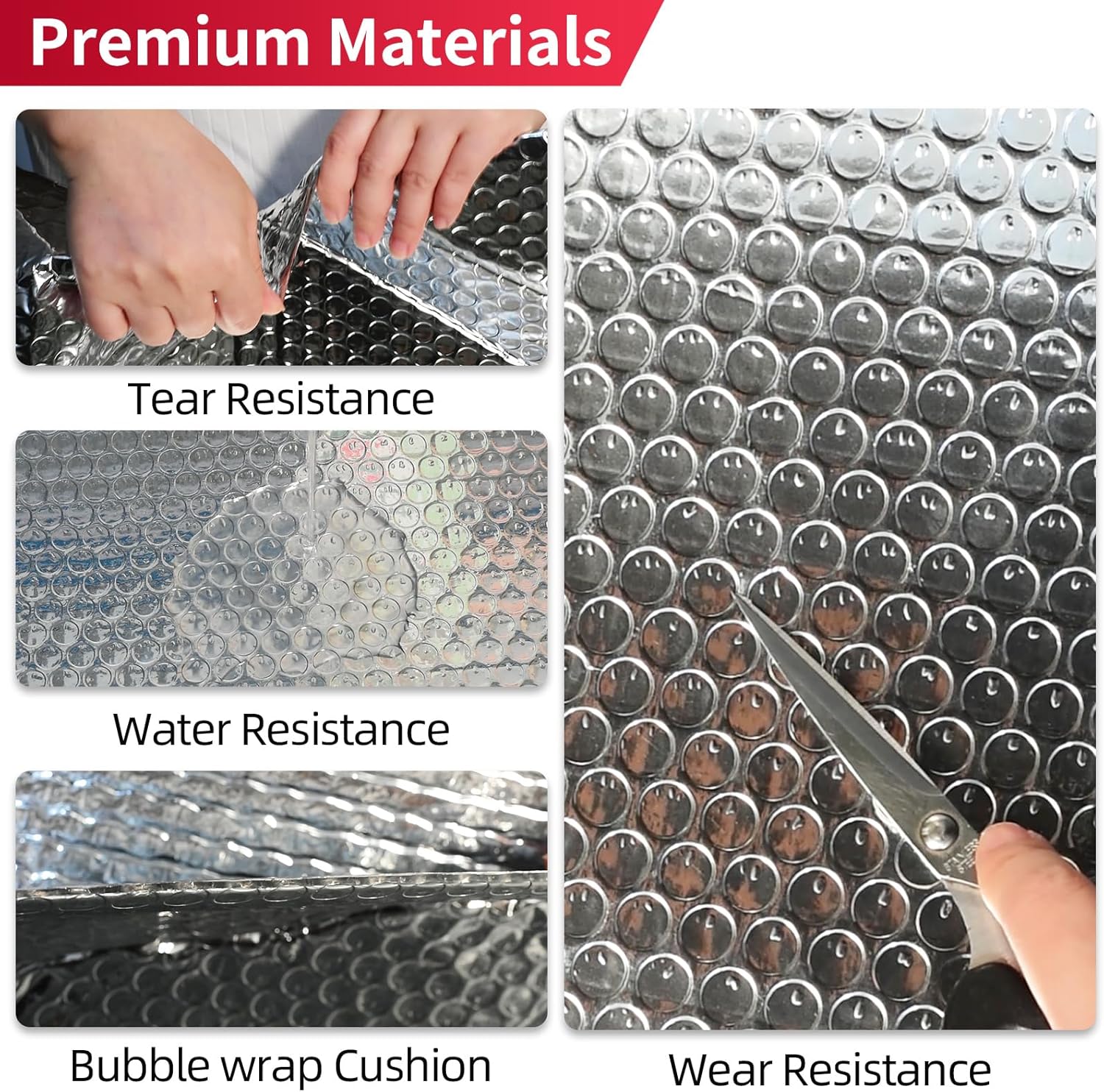 Reflective Insulation Aluminum Foil Sheets 47.2 in X 20 FT，3mm, Bubble Wrap for Packing Attic Door Insulation Cover, Window Tint for Home Heat Blocking, Window Film, Garage Door Screen